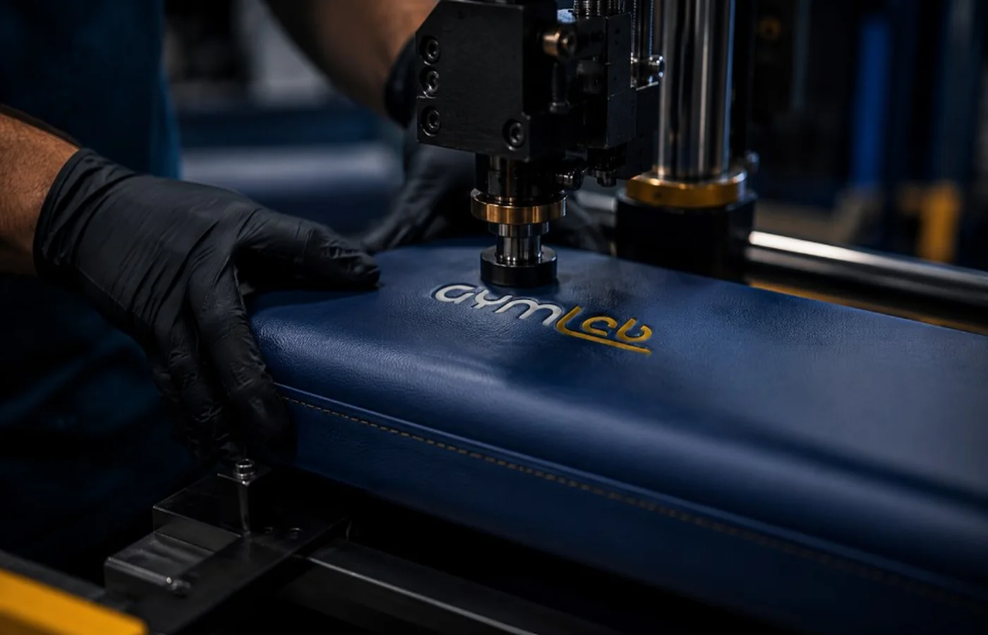 Branding process on sports upholstery
